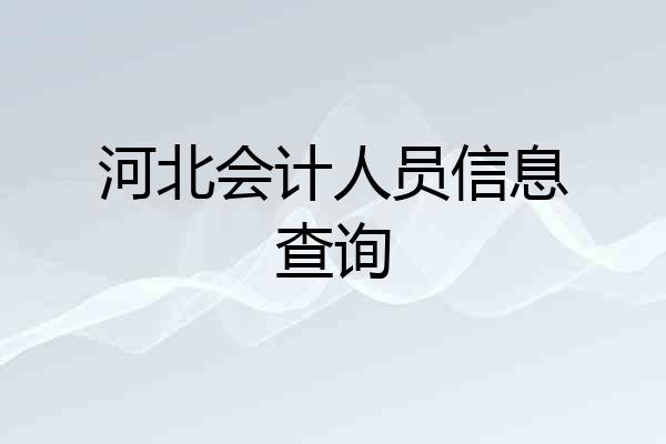 河北会计人员信息查询