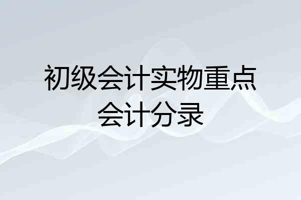 初级会计实物重点会计分录