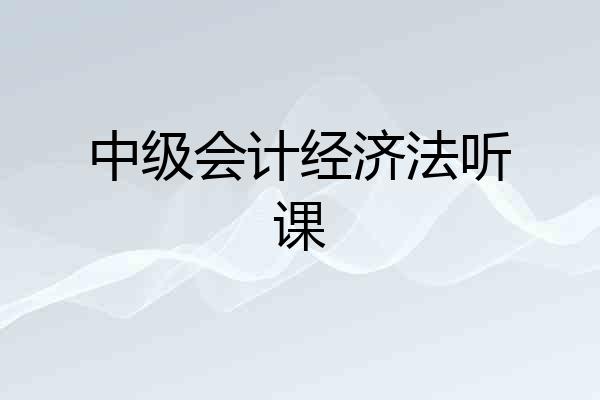 中级会计经济法听课