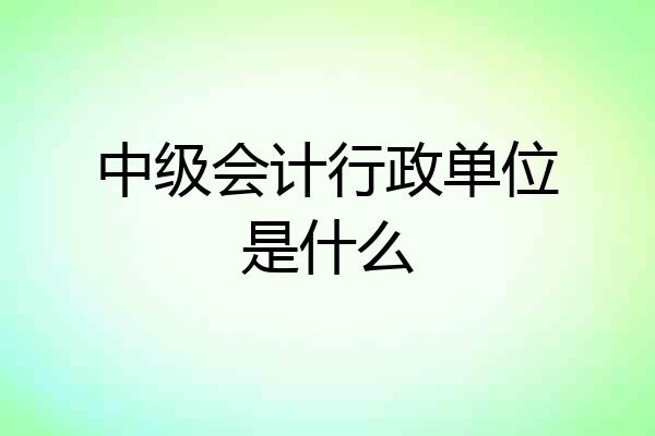 中级会计行政单位是什么