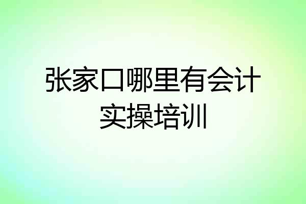 张家口哪里有会计实操培训