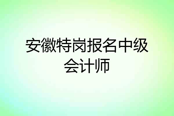 安徽特岗报名中级会计师