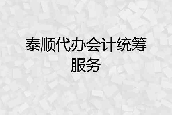 泰顺代办会计统筹服务