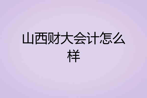 山西财大会计怎么样