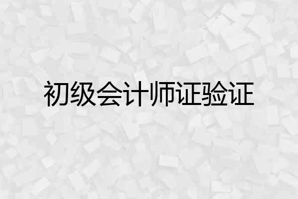 初级会计师证验证
