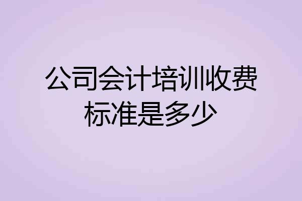 公司会计培训收费标准是多少