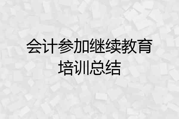 会计参加继续教育培训总结