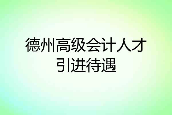 德州高级会计人才引进待遇