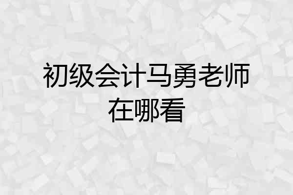 初级会计马勇老师在哪看