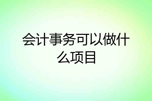 会计事务可以做什么项目