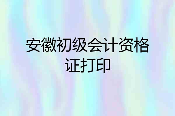 安徽初级会计资格证打印