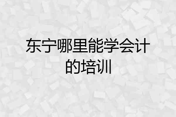 东宁哪里能学会计的培训