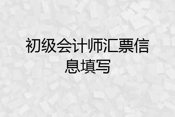 初级会计师汇票信息填写