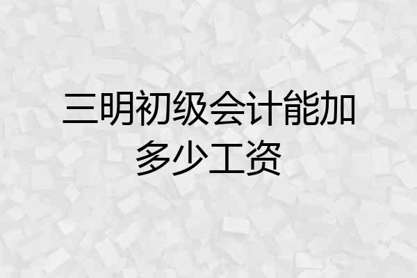 三明初级会计能加多少工资