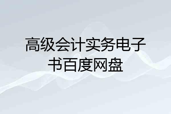 高级会计实务电子书百度网盘