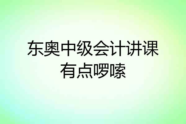 东奥中级会计讲课有点啰嗦