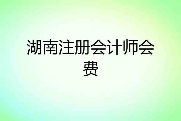 湖南注册会计师会费