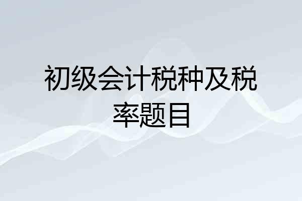 初级会计税种及税率题目