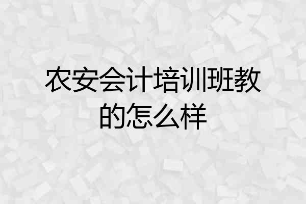 农安会计培训班教的怎么样