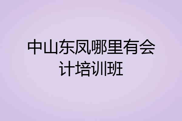 中山东凤哪里有会计培训班