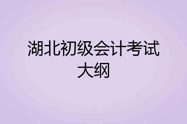 湖北初级会计考试大纲