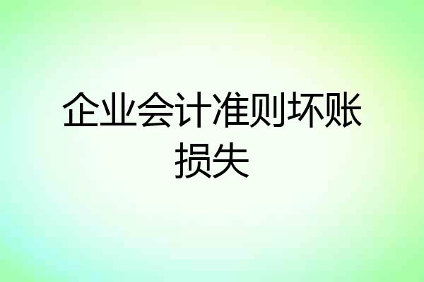 企业会计准则坏账损失