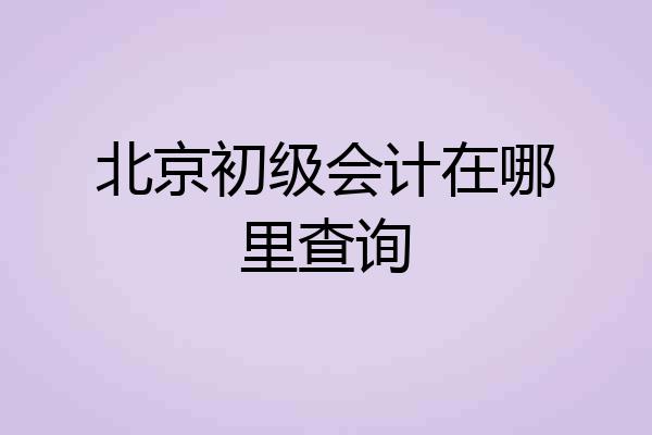 北京初级会计在哪里查询