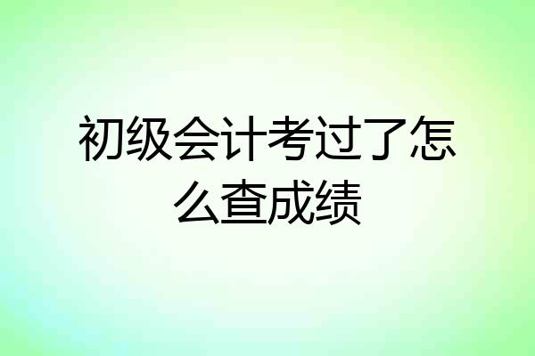 初级会计考过了怎么查成绩