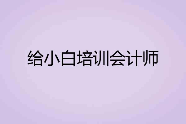 给小白培训会计师