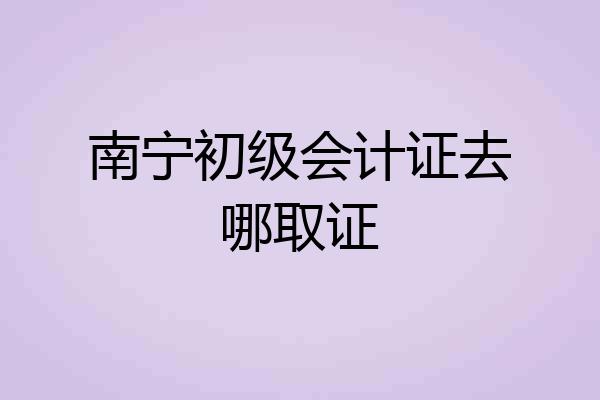 南宁初级会计证去哪取证