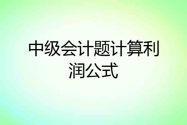中级会计题计算利润公式