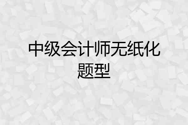 中级会计师无纸化题型