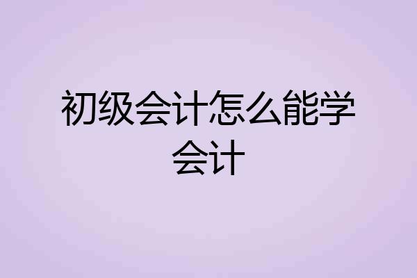 初级会计怎么能学会计