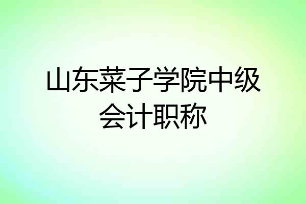 山东菜子学院中级会计职称