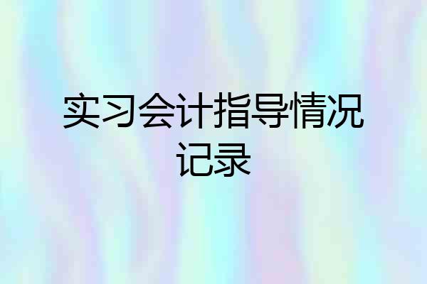 实习会计指导情况记录