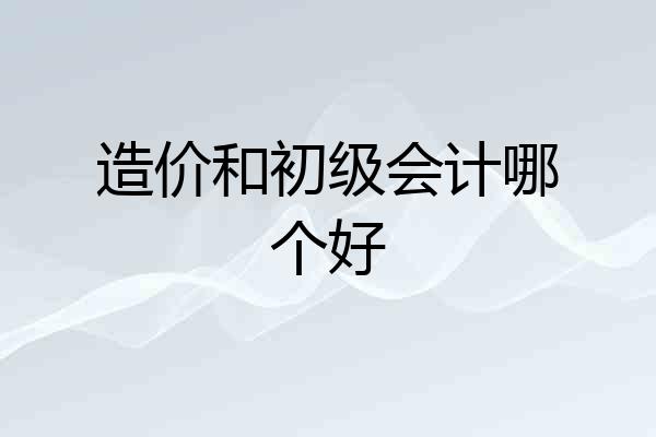 造价和初级会计哪个好