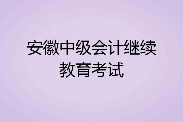 安徽中级会计继续教育考试