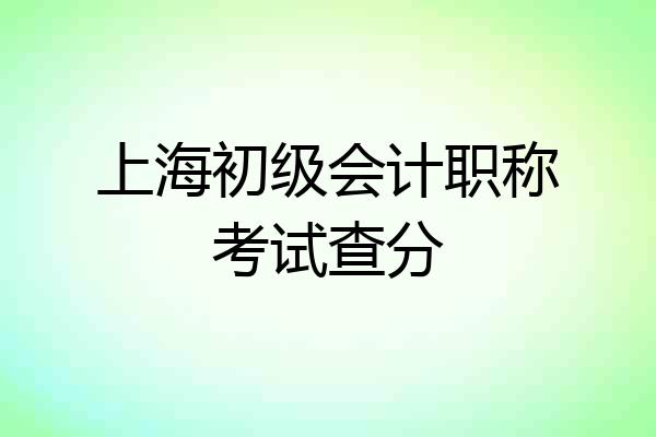 上海初级会计职称考试查分