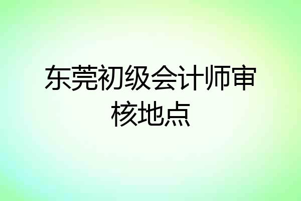 东莞初级会计师审核地点