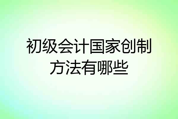 初级会计国家创制方法有哪些