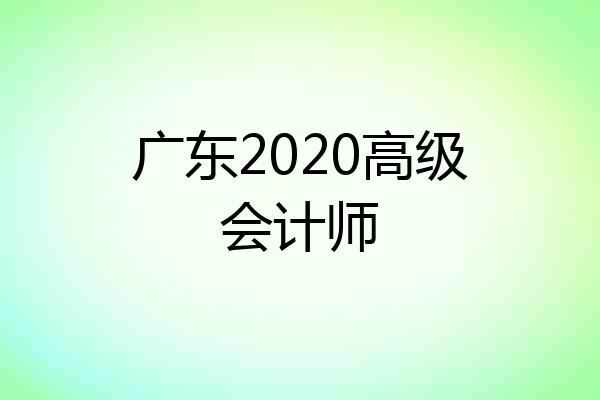 广东2020高级会计师
