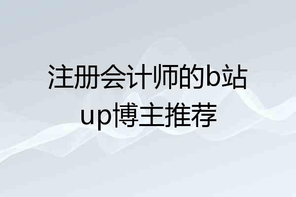注册会计师的b站up博主推荐