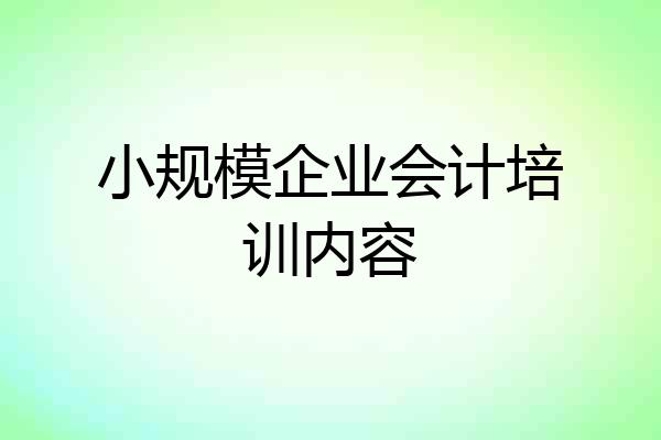 小规模企业会计培训内容