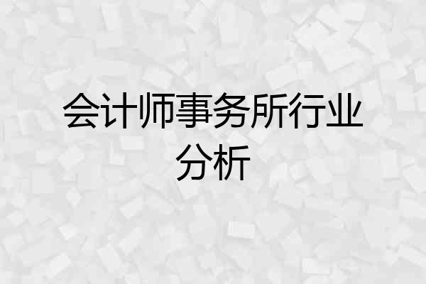 会计师事务所行业分析