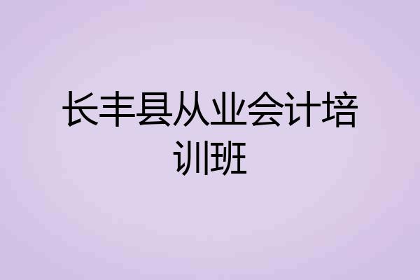 长丰县从业会计培训班