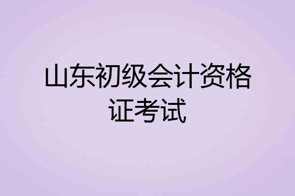 山东初级会计资格证考试