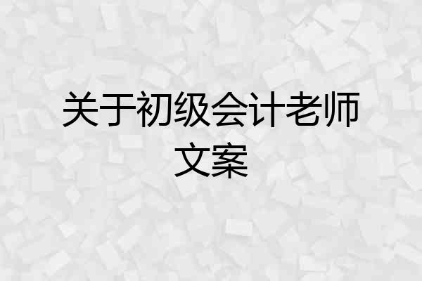 关于初级会计老师文案