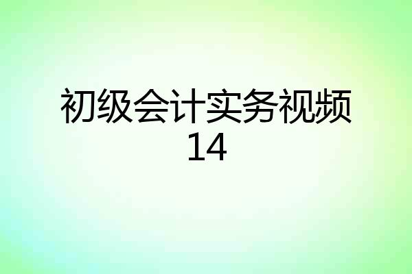 初级会计实务视频14