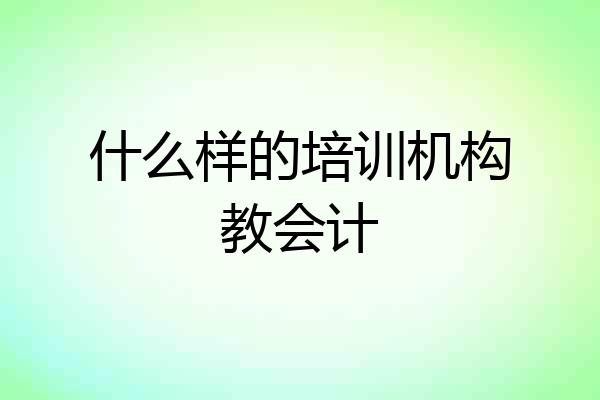 什么样的培训机构教会计