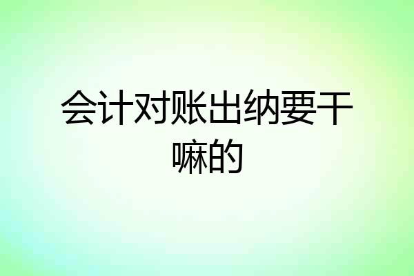 会计对账出纳要干嘛的
